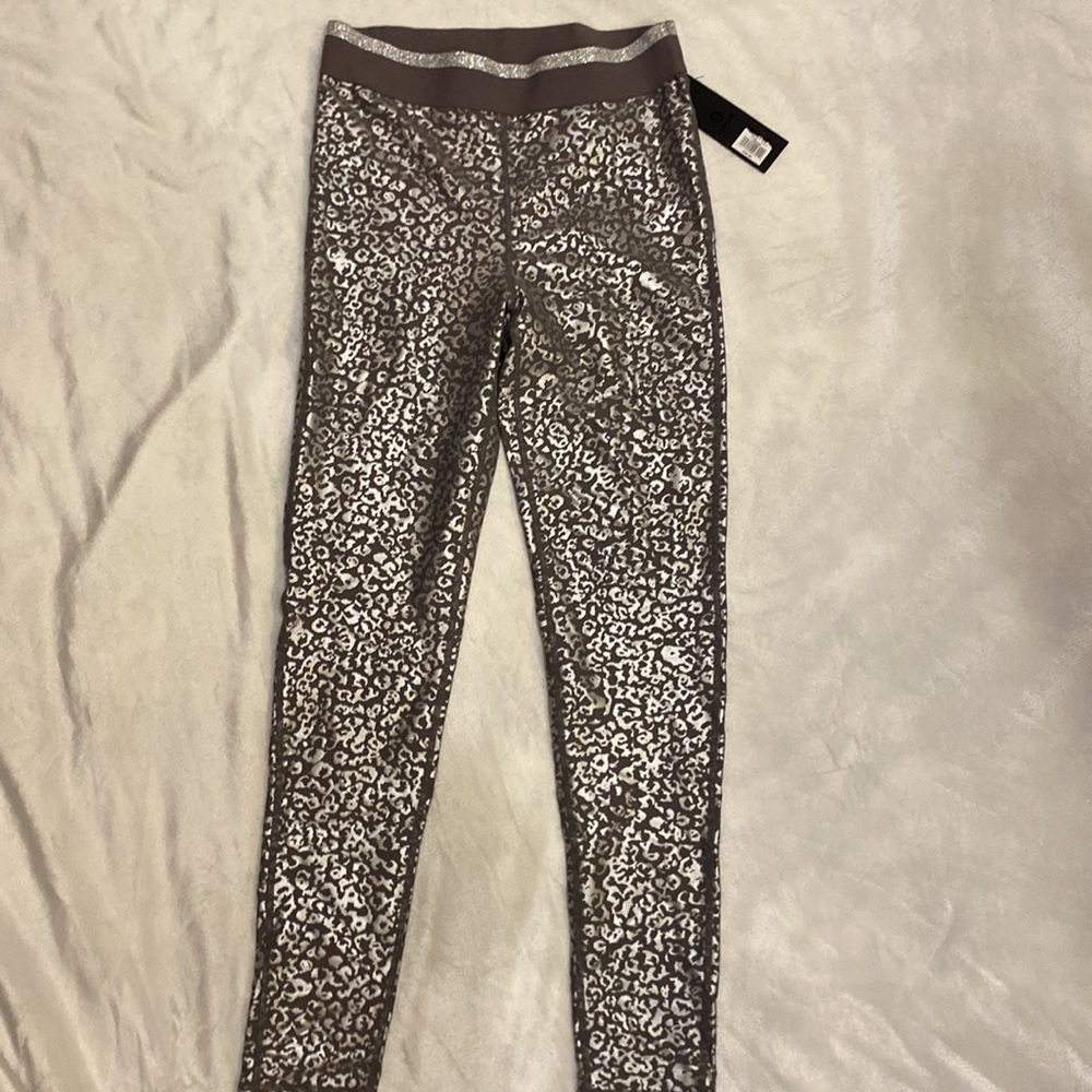 NWT Mono B Leggings Metallic Cheetah Print SZ M
